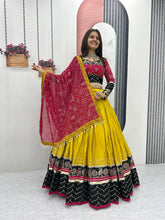 Navratri Collection Trendy Yellow Cotton Embroidery Work Lehenga Choli
